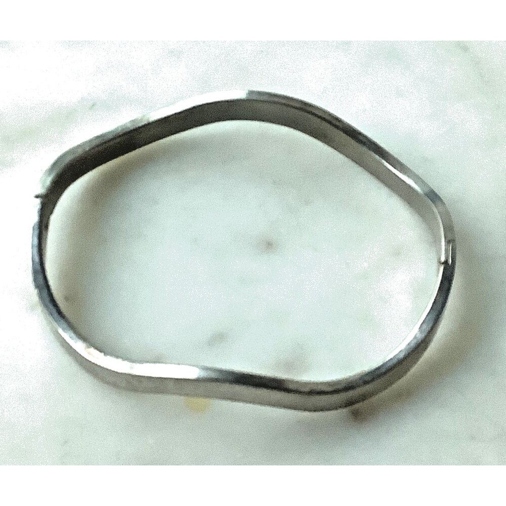 Vintage Sterling Hinged Bangle Mexico 925 Silver Modernist Wave Bracelet MCM